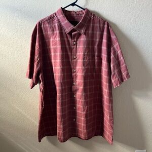 Van Heusen Men’s Plaid Button-Down Shirt | 2XLT | Red | Short Sleeve | Like New